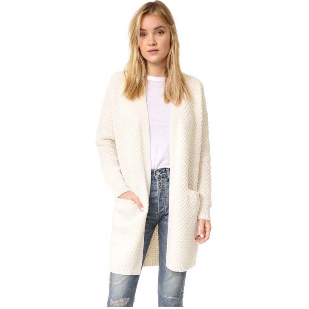 Long Honeycomb Yak Wool Cardigan Sweater